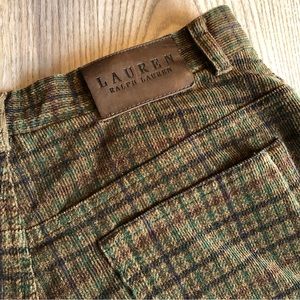 Ralph Lauren Plaid High Rise Straight Leg Corduroy Pants